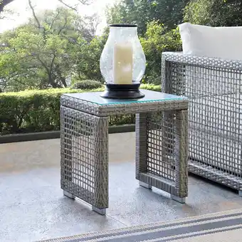 Walmart Modway Aura Outdoor Patio Wicker Rattan Side Table in Gray offer