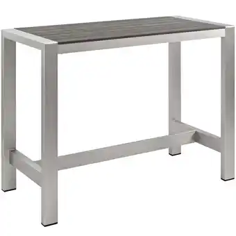 Walmart Modway Shore Outdoor Patio Wood and Aluminum Rectangle Bar Table in Silver/Gray offer