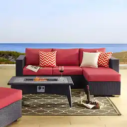 Walmart Modway Convene 3 Piece Set Outdoor Patio with Fire Pit in Espresso Red offer