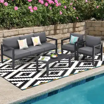 Walmart Costway 4-Piece Outdoor Patio Furniture Set Sectional Sofa Set Coffee Table offer