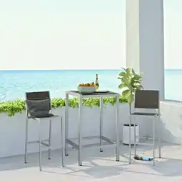 Walmart Modway Shore 3-Piece Wood & Aluminum Patio Pub Set in Gray and Silver offer