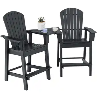 Walmart 2pcs HDPE Tall Adirondack Chair Barstools Connecting Tray Patio Footrest Black offer