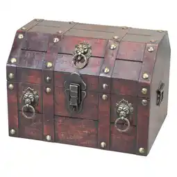 Walmart Antique Wooden Pirate Chest with Lion Rings and Lockable Latch offer