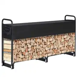 Walmart Towallmark 8 Feet Outdoor Steel Firewood Log Rack Wood Storage Holder for Fireplace Black offer