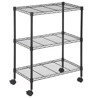 Walmart BestOffice 3-Shelf Steel Wire Tier Layer Shelving 23L x 13W x 32H Shelves with Wheels,Black offer