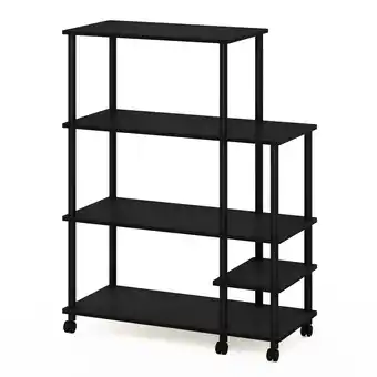 Walmart Furinno 35.2 W x 15.6 D x 46.1 H 5-Shelf Freestanding Shelves, Americano and Black offer