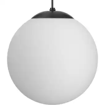 Walmart Atwell Collection Matte Black and Opal Glass Globe Large Hanging Pendant Light offer