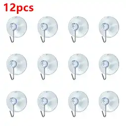 Walmart 12 x SUCTION CUP HOOKS SUCKER HANGER Small Clear Plastic Hanging Dia 3cm offer