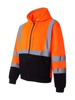 Walmart ML Kishigo Hi-Vis Full-Zip Hooded Sweatshirt, Orange - 3XL offer