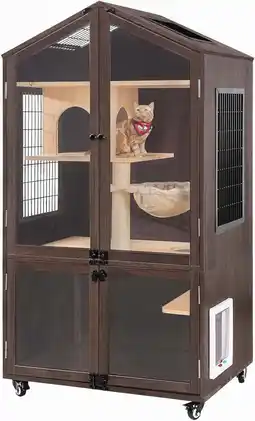 Walmart Aivituvin Cabinet Litter Box Enclosure with Cat Tree Indoor Cat Litter Box Furniture Hidden offer