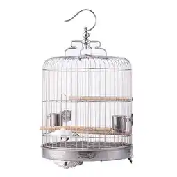 Walmart ZPAQI 5 Inch Stainless Steel Bird Travel Cage with Stand and Food Bowls for Parrots offer