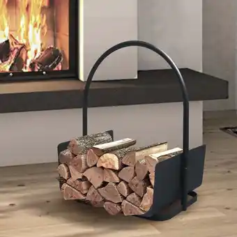 Walmart ATR ART to REAL Indoor Outdoor Metal Firewood Rack Basket, Portable Firewood Log Holder, Black offer