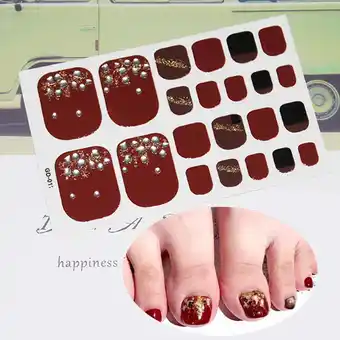 Walmart XINYUAN 3D Glitter Stain Glass Gems Toe Nail Art Wraps Full Cover Polish Foot Stickers D1T3 offer