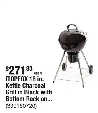 The Home Depot ITOPFOX 18 in. Kettle Charcoal Grill in Black with Bottom Rack and Wheels offer