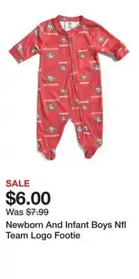 TJ Maxx Newborn And Infant Boys Nfl Team Logo Footie offer