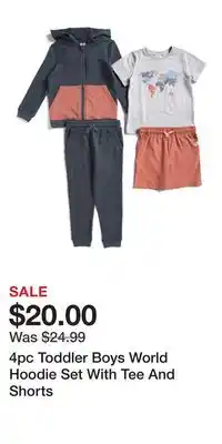 TJ Maxx 4pc Toddler Boys World Hoodie Set With Tee And Shorts offer