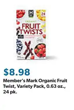 Sam's Club Member's Mark Organic Fruit Twist, Variety Pack, 0.63 oz., 24 pk offer