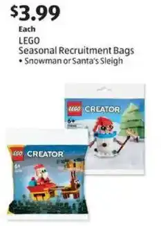 Aldi LEGO Seasonal Recruitment Bags Snowman or Santa's Sleigh offer