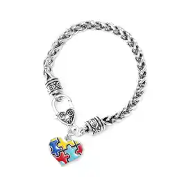 Walmart Bracelets Autism Awareness Puzzle Small Charm Bracelet Colorful Enamel Puzzle offer