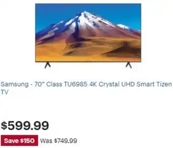 Best Buy Samsung-70" Class TU6985 4K Crystal UHD Smart Tizen TV offer