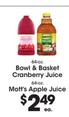 Price Rite Bowl & Basket Cranberry Juice 64-oz. Mott's Apple Juice Cranberry offer