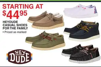 Dunham's Sports HEYDUDE HEYDUDE CASUAL SHOES FOR THE FAMILY offer