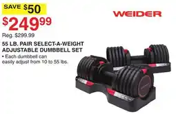 Dunham's Sports WEIDER PAIR SELECT-A-WEIGHT ADJUSTABLE DUMBBELL SET offer