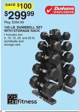 Dunham's Sports XPRT FITNESS EXCLUSIVE 150 LB. DUMBBELL SET WITH STORAGE RACK offer