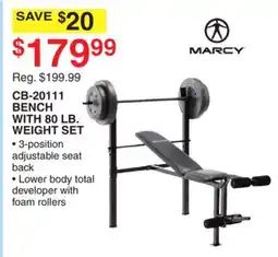 Dunham's Sports MARCY CB-20111 BENCH WITH 80 LB. WEIGHT SET offer