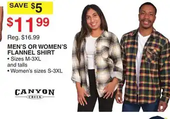 Dunham's Sports CANYON MEN'S OR WOMEN'S FLANNEL SHIRT offer