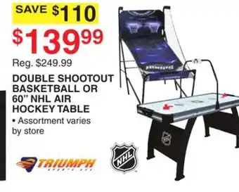 Dunham's Sports TRIUMPH DOUBLE SHOOTOUT BASKETBALL OR 60 NHL AIR HOCKEY TABLE offer