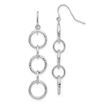 Walmart Primal Gold 14 Karat White Gold Diamond-cut Circle Dangle Earrings offer