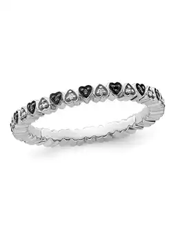 Walmart 1/8 Carat (Ctw) Black & White Diamond Heart Band Ring in Sterling Silver offer