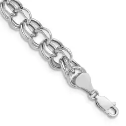 Walmart Primal Gold 14 Karat White Gold Lite 8mm Double Link Charm Bracelet offer