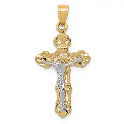 Walmart Auriga Fine Jewelry 10K Two-tone Gold Fleur De Lis Crucifix Cross Pendant for Women offer