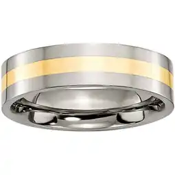 Walmart Primal Steel Titanium with 14K Yellow Inlay 6mm Flat Band offer