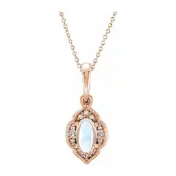 Walmart 14K Rose Gold Rainbow Moonstone & Diamond Clover Necklace, 16-18 Inch offer