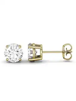 Walmart Charles & Colvard 14K Yellow Gold Moissanite 6.5mm Round Stud Earrings 2.00cttw DEW offer