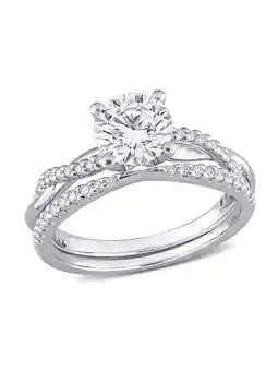 Walmart 1.50 Carat (Ctw) Synthetic Moissanite Bridal Ring Engagement Wedding Set in Sterling Silver offer