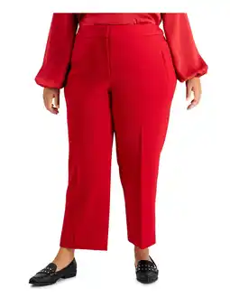 Walmart BAR III Womens Red Pocketed Zippered Textured High Rise Wear To Work Straight leg Pants Plus 22W offer