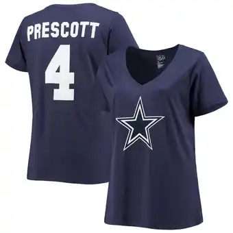 Walmart Women's Dak Prescott Navy Dallas Cowboys Plus Size Fair Catch Name & Number V-Neck T-Shirt offer