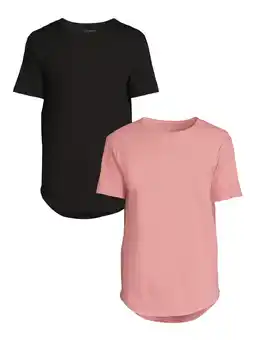 Walmart No Boundaries Men's and Big Men's Elongated Tees, 2-Pack, Sizes XS-5XL offer