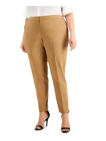 Walmart CALVIN KLEIN Womens Beige Zippered Pocketed Mid Rise Wear To Work Cropped Pants Plus 22W offer