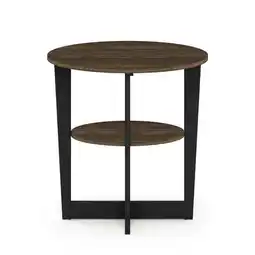 Walmart Furinno JAYA Contemporary Engineered Wood Oval End Table - Columbia Walnut/Black offer