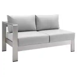 Walmart Modway Shore Fabric & Aluminum Outdoor Patio Left Arm Loveseat in Silver & Gray offer