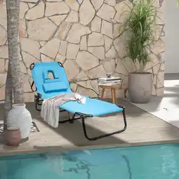 Walmart Goplus Beach Chaise Lounge Chair with 5-Position Adjustable Backrest & Face Hole Pillows Turquoise offer