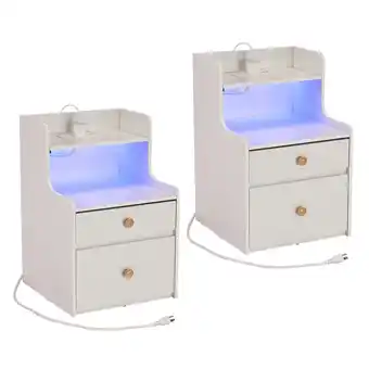 Walmart Jarbalai Set of 2 Nightstand End Table Bedside Table with 2 Drawer Bedroom Furniture Set, White offer