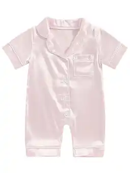 Walmart Bangyeer Infant Baby Girls Pajamas One Piece Sleepwear Summer Short Sleeve Button Down Pjs Jumpsuit offer