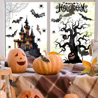 Walmart Rwvbm Halloween Scary Castle Double Sided Window Stickers No Adhesive Removable Window Stickers offer