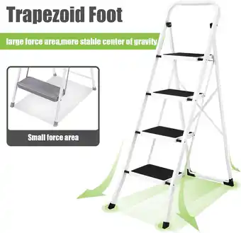 Walmart Coolhut Anti-Slip Folding 4 Step Ladder with Wide Pedal, Alloy Steel, White offer